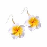 Hawaiian Plumeria Earrings Close-Up View
