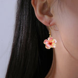 Hibiscus Earrings Hawaii on Ear