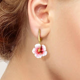 Hibiscus Earrings on Ear