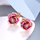 Hibiscus Stud Earrings Close Up View
