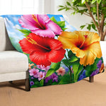 Hibiscus Throw Blanket Home Decor