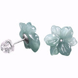 Jade Flower Earrings Back View