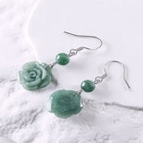 Jade Rose Earrings Close-Up View