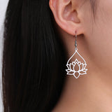 Lotus Dangle Earrings on Ear