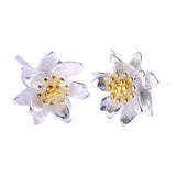 Lotus Design Earrings Close Up view