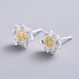 Lotus Design Earrings Front View
