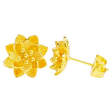 Lotus Design Earrings Gold Side View