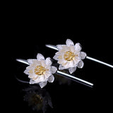 Lotus Drop Earrings Close Up View