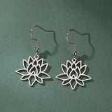Lotus Flower Dangle Earrings Front View