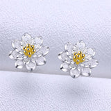 Lotus Stud Earrings Close Up View