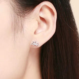 Lotus Style Earrings on Ear