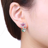 Magnolia Hoop Earrings on Ear