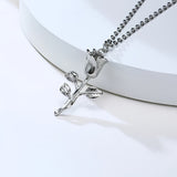 Necklace with Rose Pendant in Silver