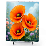 Orange Poppy Shower Curtain