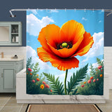 Orange Poppy Shower Curtain Home Decor
