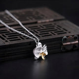 Orchid Pendant Necklace with Cable Chain