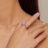 Pansy Flower Ring on Finger