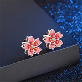 Peach Blossom Earrings Close Up View