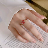 Peach Blossom Ring on Finger