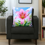 Pink Flower Pillow Case Home Decor