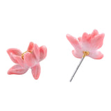 Pink Lotus Earrings Back View