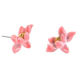 Pink Lotus Earrings Close Up View