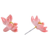Pink Lotus Earrings Side View