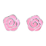 Pink Rose Stud Earrings