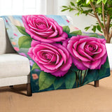 Pink Rose Throw Blanket Home Decor