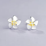 Plumeria Earrings Close Up View