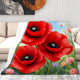 Poppy Flower Blanket Living Room