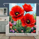 Poppy Flower Shower Curtain Home Decor