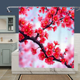 Red Cherry Blossom Shower Curtain Home Decor