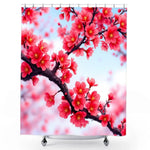 Red Cherry Blossom Shower Curtain