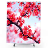 Red Cherry Blossom Shower Curtain
