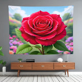 Red Flower Tapestry Home Decor