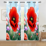 Red Poppy Curtains Home Decor