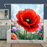 Red Poppy Shower Curtain Home Decor