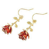 Red Rose Dangle Earrings Details