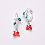 Rose Dangle Earrings Side View