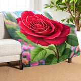 Rose Fleece Blanket Home Decor