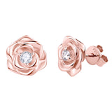 Rose Gold Rose Earrings Side View