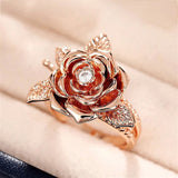 Rose Gold Rose Ring Close Up View
