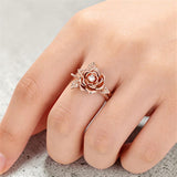 Rose Gold Rose Ring on Finger