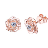 Rose Gold Rose Stud Earrings Side View