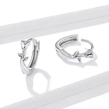 Rose Hoop Earrings in Silver