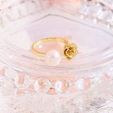 Rose Pearl Ring Close Up View