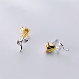 Rose Shaped Stud Earrings Close Up View