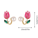 Pink Tulip Earrings (Enamel, Stud)