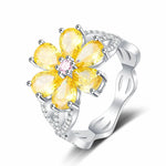 Yellow Crystal Flower Ring